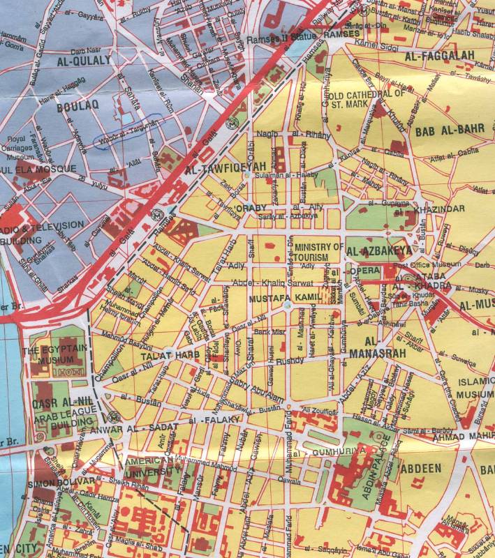 📜 Plano de detalle del centro de El Cairo 📜 Plano de detalle del centro de El Cairo