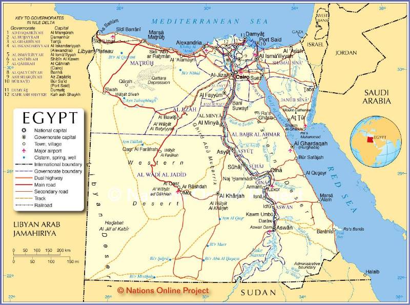 📜 Mapa Político de Egipto 📜 Mapa Político de Egipto